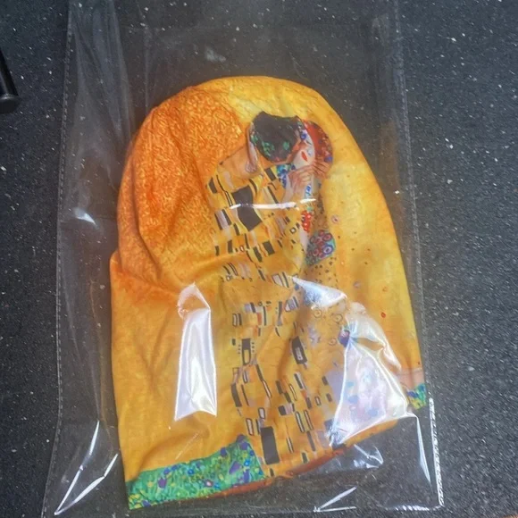 Orange yellow Light weight beanie with lovely print - Picture 3 of 3